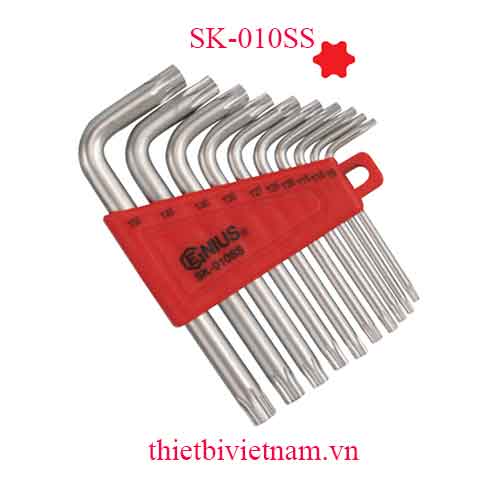 BỘ LỤC GIÁC HAI ĐẦU SAO 10 CHIẾC - VẬT LIỆU S2 HÃNG GENIUS SK-010SS