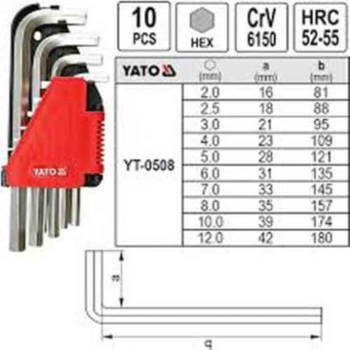 Bộ Lục giác Yato 10 cái YT-0508