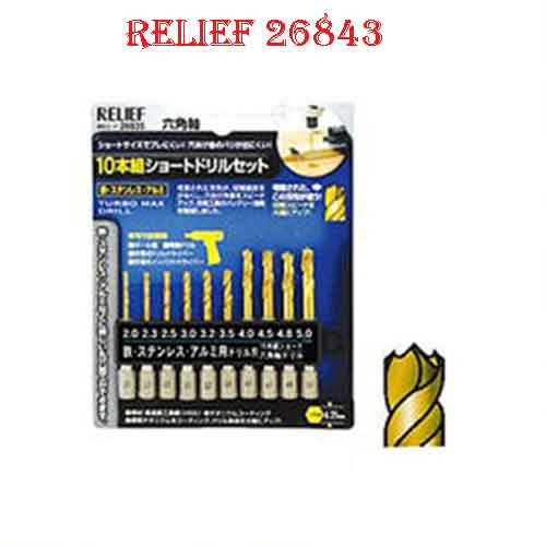 Bộ mũi khoan sắt đầu lục giác Ø3mm loại ngắn 26843