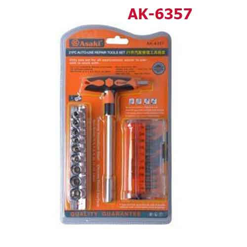 Bộ mũi vít & đầu tuýp (tay vặn chữ T) AK-6357