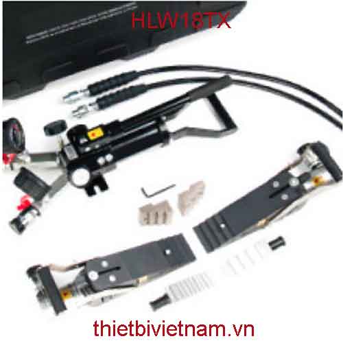 Bộ nêm thủy lực kép 36 tấn, 2 đầu nâng, bơm và phụ kiện tiêu chuẩn hãng Powerram HLW18TC 