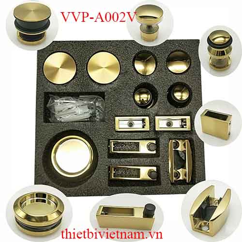 Bộ phụ kiện kính lùa treo ray 10×30 VVP màu vàng model VVP-A002V