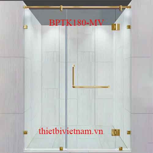 Bộ phụ kiện phòng tắm kính mở 180 độ màu vàng model BPTK180-MV