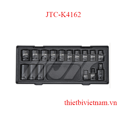 Bộ socket ngắn 6 cạnh 1/2 inch -16 chi tiết  ( Chuyên dùng bắn bulong ) JTC JTC-K4162
