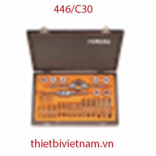 Bộ taro bàn ren, 30 chi tiết có hộp đựng (7 bộ mũi Taro M3-M12, 7 bàn ren M3-M12, 1 tay taro, 1 tay quay bàn ren) BETA 446/C30