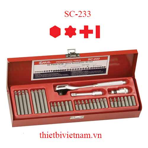 BỘ TAY VẶN VÀ ĐẦU TUỐC NƠ VÍT 33 CHIẾC HÃNG GENIUS MODEL SC-233