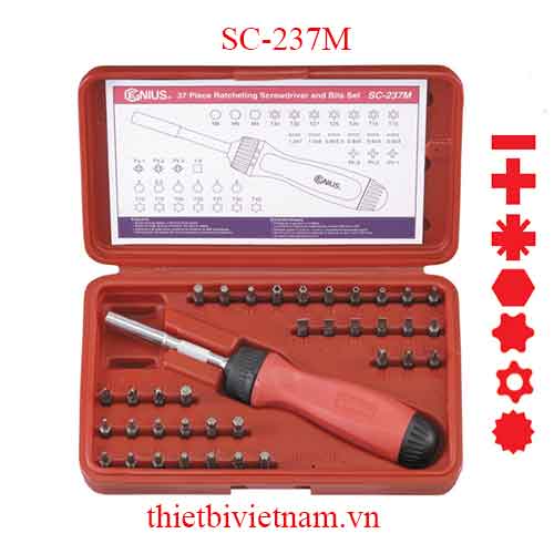 BỘ TAY VẶN VÀ ĐẦU TUỐC NƠ VÍT 37 CHIẾC HÃNG GENIUS MODEL SC-237M