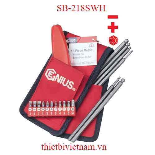 BỘ TAY VẶN VÀ ĐẦU TUỐC NƠ VÍT ĐẦU BI HỆ INCH ĐẦU 2 VÀ 4 CẠNH 18 CHIẾC SB-218SWH