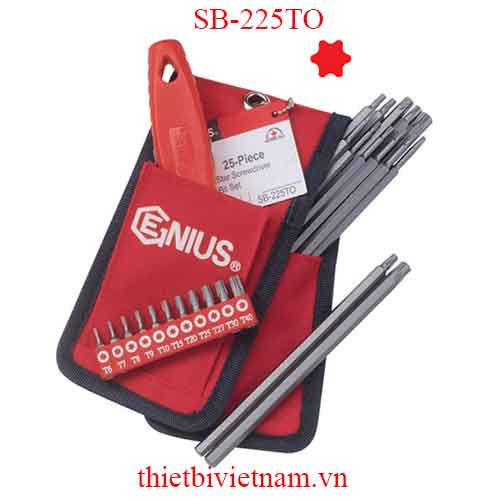 BỘ TAY VẶN VÀ ĐẦU TUỐC NƠ VÍT ĐẦU SAO 25 CHIẾC HÃNG GENIUS MODEL SB-225TO