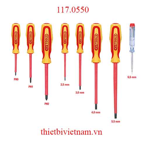 Bộ tô vít cách điện 1000V sửa ô tô điện hybird model 117.0550 KS Tools