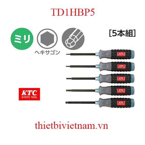 Bộ tô vít lục giác chìm đầu bi hãng KTC TD1HBP5