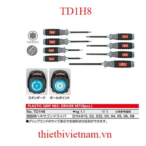 Bộ tô vít mũi lục giác chìm hãng KTC TD1H8