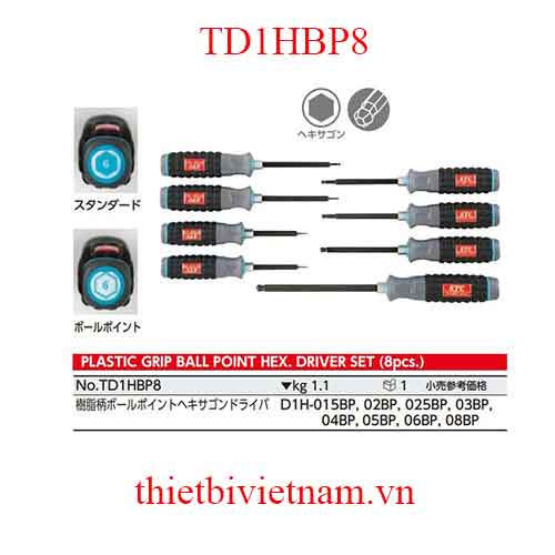 Bộ tô vít mũi lục giác đầu bi hãng KTC TD1HBP8