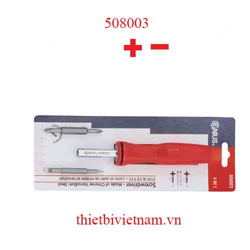 BỘ TUỐC NƠ VÍT 4 TRONG 1 ĐẦU 2 CẠNH VÀ 4 CẠNH HÃNG GENIUS MODEL 508003