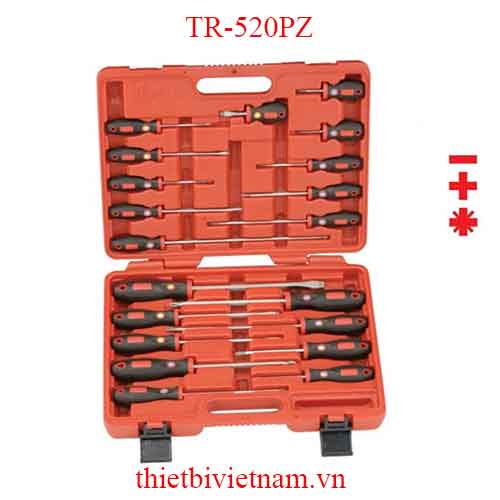 BỘ TUỐC NƠ VÍT ĐẦU 2, 4, 8 CẠNH TAY CẦM CAO SU 20 CHIẾC GENIUS TR-520PZ
