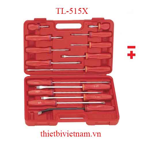 BỘ TUỐC NƠ VÍT ĐẦU 2 VÀ 4 CẠNH TAY CẦM NHỰA 15 CHIẾC GENIUS TL-515X