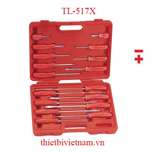 BỘ TUỐC NƠ VÍT ĐẦU 2 VÀ 4 CẠNH TAY CẦM NHỰA 17 CHIẾC GENIUS TL-517X