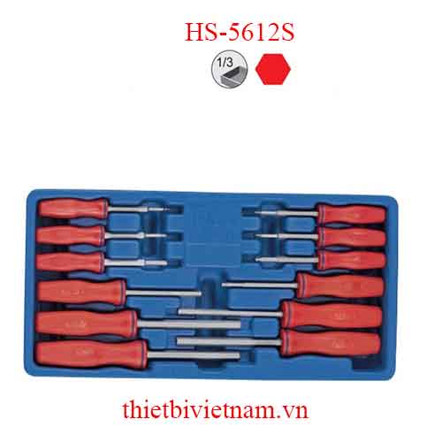 BỘ TUỐC NƠ VÍT ĐẦU LỤC GIÁC TAY CẦM NHỰA 12 CHIẾC HỆ INCH GENIUS  HS-5612S