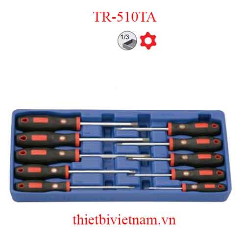 BỘ TUỐC NƠ VÍT ĐẦU SAO LỖ TAY CẦM CAO SU 10 CHIẾC HÃNG GENIUS TR-510TA