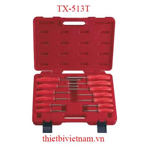 BỘ TUỐC NƠ VÍT ĐẦU SAO TAY CẦM NHỰA 13 CHIẾC HÃNG GENIUS TX-513T