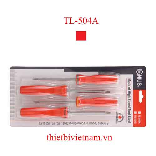 BỘ TUỐC NƠ VÍT ĐẦU VUÔNG TAY CẦM NHỰA 4 CHIẾC HÃNG GENIUS MODEL TL-504A