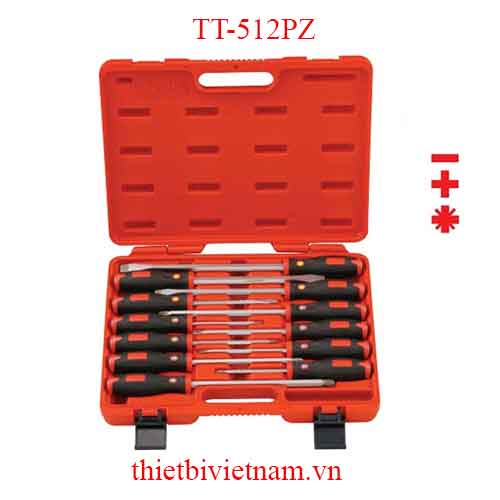 BỘ TUỐC NƠ VÍT ĐÓNG ĐẦU 2, 4, 8 CẠNH TAY CẦM CAO SU 12 CHIẾC GENIUS  TT-512PZ