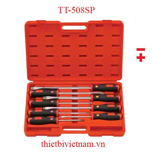 BỘ TUỐC NƠ VÍT ĐÓNG ĐẦU 2, 4 CẠNH TAY CẦM CAO SU 8 CHIẾC GENIUS  TT-508SP