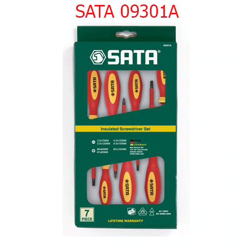 Bộ tuốt nơ vít cách điện 7 chi tiết.SATA 09301A