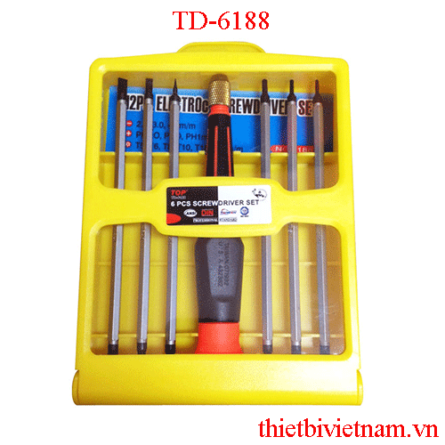 Bộ vít sửa Điện Thoại hộp vàng 6 mũi TOP TD-6188