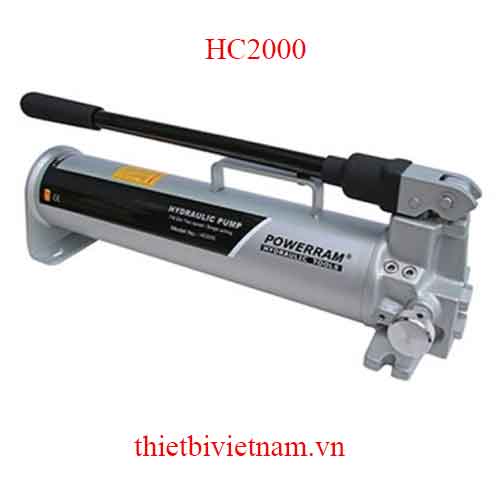 Bơm tay thủy lực 2000ml, 2 cấp tốc độ vỏ thép hãng Powerram HC2000