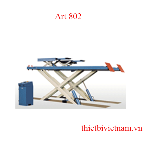 Cầu nâng cắt kéo 4 bánh + 2 Kích phụ dọc cho kiểm tra góc đặt bánh xe Art 802