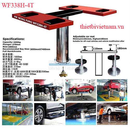 Cầu nâng ô tô 1 trụ (Chuyên rửa xe du lịch và xe tải nhẹ) WING FUNG WF338H-4T