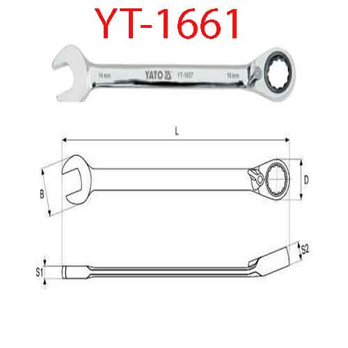 Cờ lê tự động đảo chiều có chốt khóa (mờ)18mm YATO YT-1661