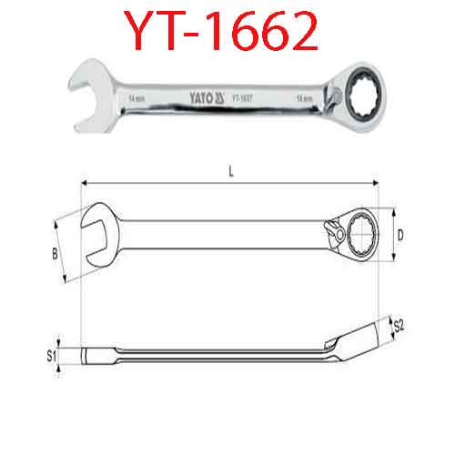 Cờ lê tự động đảo chiều có chốt khóa (mờ)19mm YATO YT-1662
