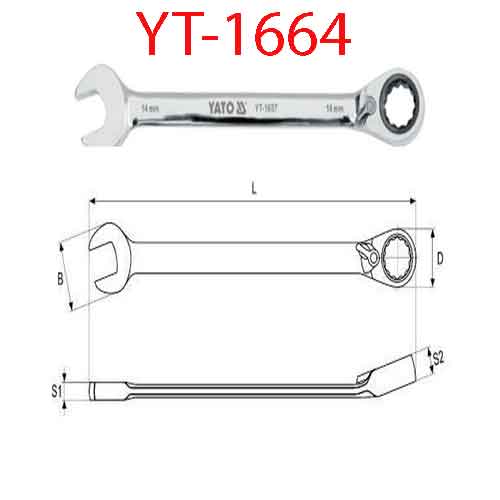 Cờ lê tự động đảo chiều có chốt khóa (mờ)21mm YATO YT-1664
