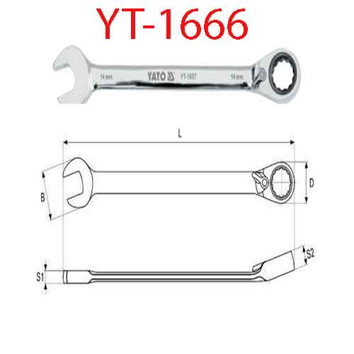Cờ lê tự động đảo chiều có chốt khóa (mờ)23mm YATO YT-1666