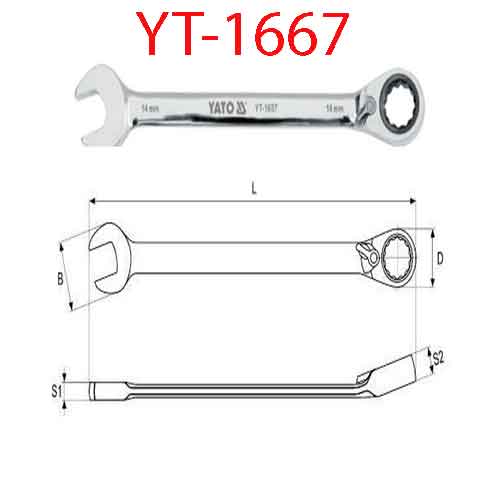 Cờ lê tự động đảo chiều có chốt khóa (mờ)24mm YATO YT-1667