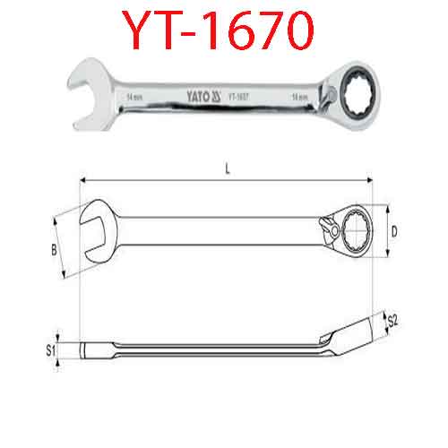 Cờ lê tự động đảo chiều có chốt khóa (mờ)27mm YATO YT-1670