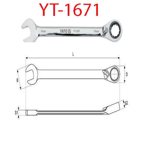 Cờ lê tự động đảo chiều có chốt khóa (mờ)28mm YATO YT-1671