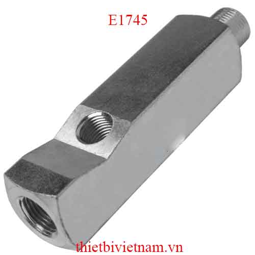 Co nối chữ T cho đồng hồ áp suất, ren trong NPT 1/4 inch Powerram E1745