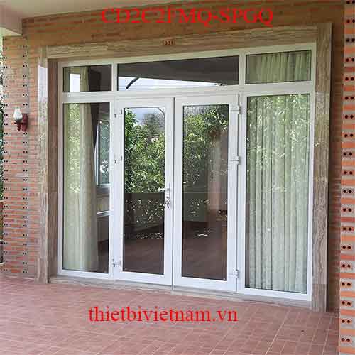 Cửa đi nhựa lõi thép 2 cánh + 2 vách tiêu chuẩn CD2C2FMQ-SPGQ