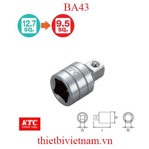 Đầu chuyển 1/2 inch ra 3/8 inch KTC BA43