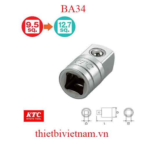 Đầu chuyển 3/8 inch ra 1/2 inch KTC BA34