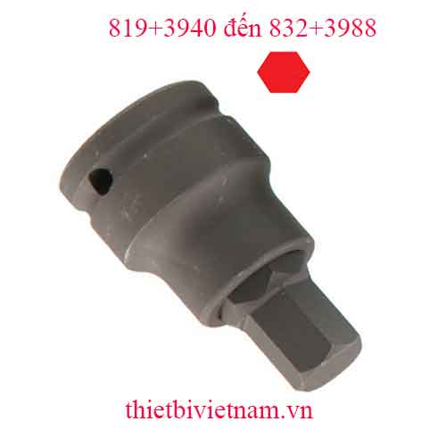 ĐẦU KHẨU 1 INCH ĐẦU VÍT LỤC GIÁC HỆ INCH HÃNG GENIUS MODEL 819+3940 đến 832+3988