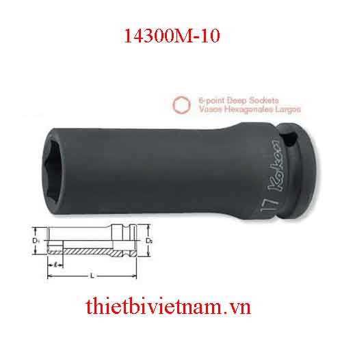 Đầu khẩu 1/2 inch dài 80mm hãng Koken 14300M-10