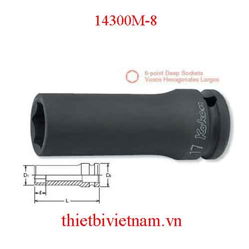 Đầu khẩu 1/2 inch dài 80mm hãng Koken 14300M-8