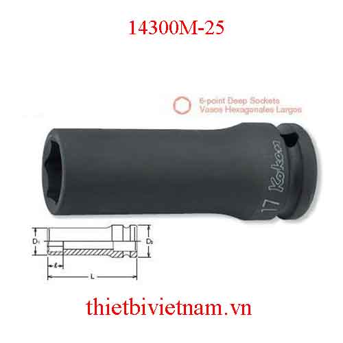 Đầu khẩu 1/2 inch dài 85mm hãng Koken 14300M-25