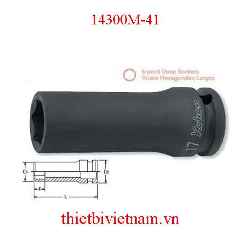 Đầu khẩu 1/2 inch dài 85mm hãng Koken 14300M-41