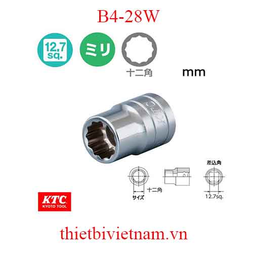Đầu khẩu 1/2 inch KTC 12 cạnh B4-28W
