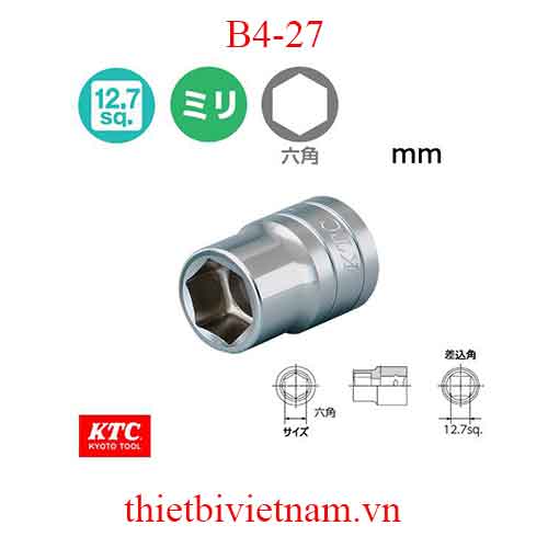 Đầu khẩu 1/2 inch KTC 6 cạnh B4-27